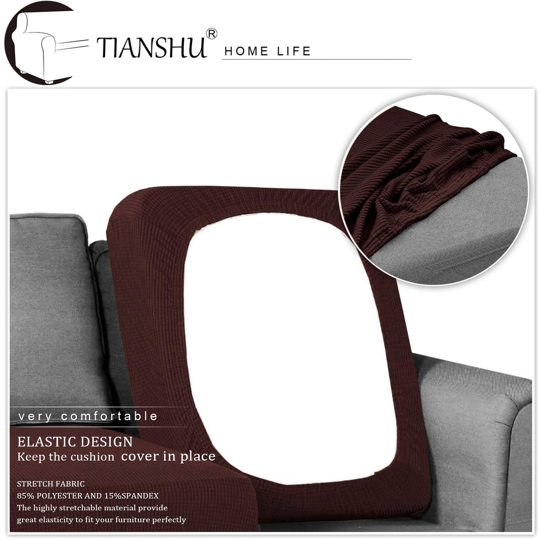 High Stretch Armchair Cushion Cover, 1-Piece Jacquard Sofa Cushion Slipcover for Armchair, Durable Cushion Protector Furniture Cover Sofa Seat Cover for Chair (Small, Chocolate)