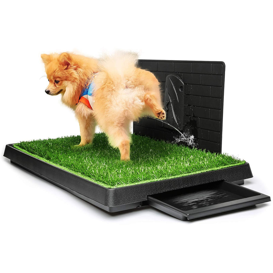 Dog Grass Pad with Tray Large, Puppy Turf Potty Reusable Training Pads with Pee Baffle, Artificial Grass Patch for Indoor and Outdoor Use, Ideal for Small and Medium Dogs (30×20)