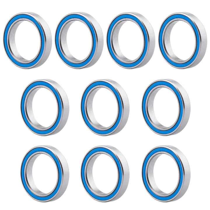 RC Ball Bearings 10-Pack Bearing Steel and Double Rubber Sealed Miniature Deep Groove Ball Bearings (15x21x4mm)