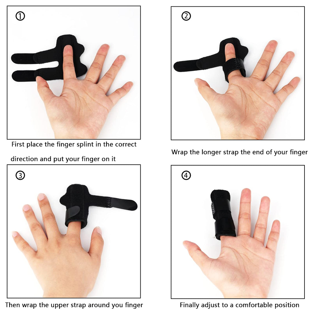 LUTER 4pcs Finger Splints Finger Straightener Support Finger Stabilizer Brace for Protecting Broken, Strained, Sprained, Swollen Fingers (Black)