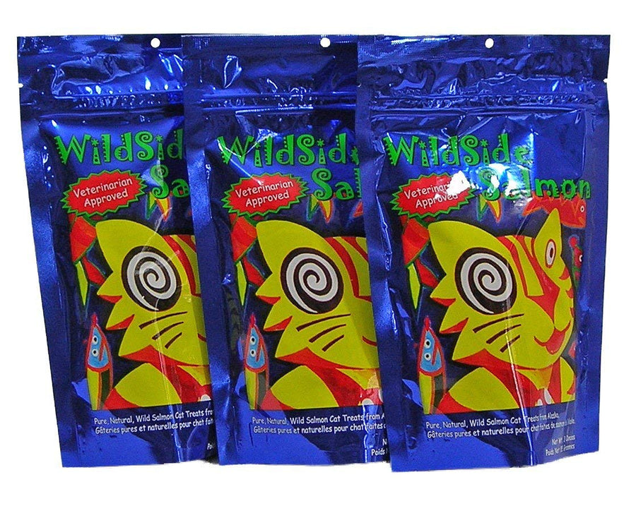 WildSide Salmon - 100% Wild Alaskan Salmon Freeze Dried Cat Treats - Healthy Training Treat - 3oz (3 Pack)