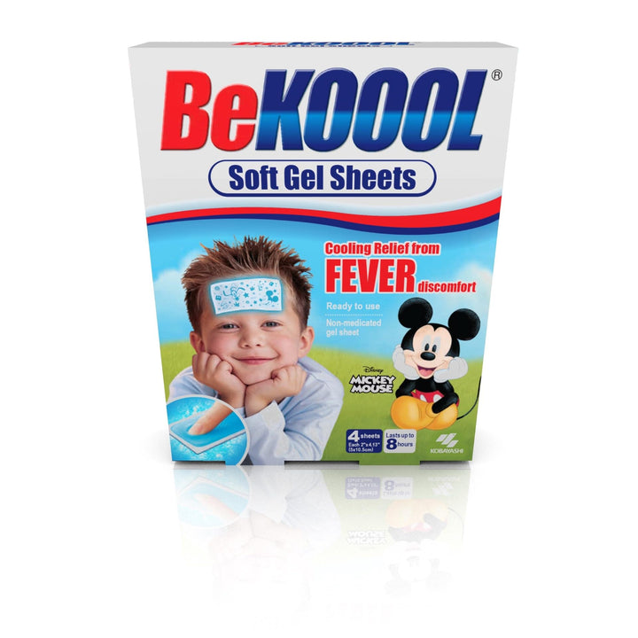 BeKoool Immediate Cooling Fever Reducing Soft Gel Sheets for Kids - 4 Count