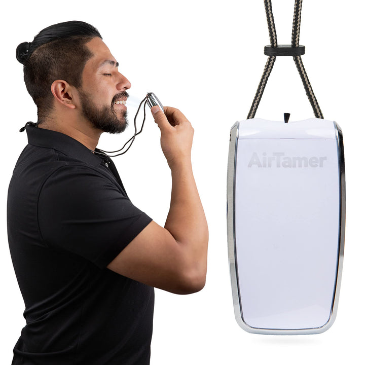 A320W Rechargeable Personal Air Purifier, Proven Performance, Virus and Pollutant Tested*, White with Leather Travel Case