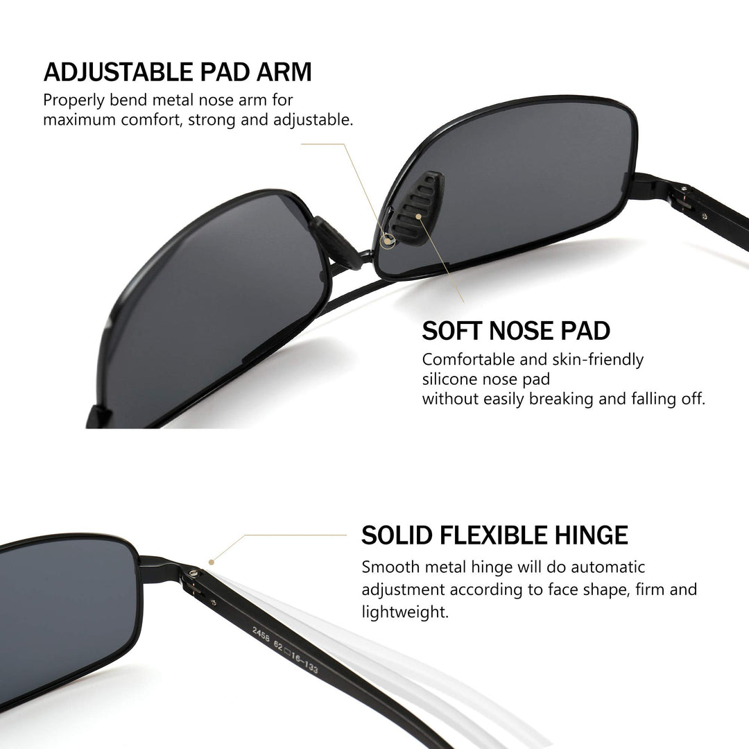 SUNGAIT Ultra Lightweight Rectangular Polarized Sunglas