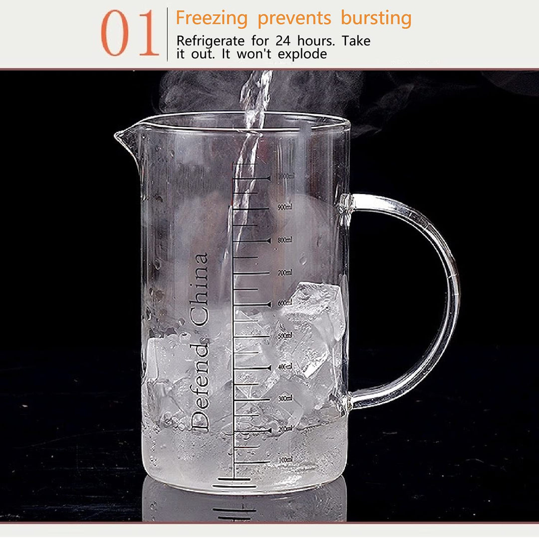 with Handle Bamboo Lid Beaker - lab Pouring Spout Beaker Borosilicate Glass Food Grade Measuring Cup 500ML