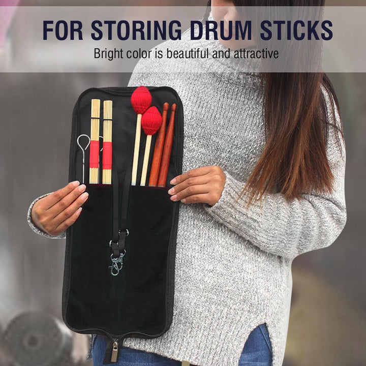Drum Stick Case, Drum Stick Bag, Drumsticks Bag Drum Accessories, Drum Stick Holder for Mallets for Storage Hanging Bag Drumstick Portable(Black)