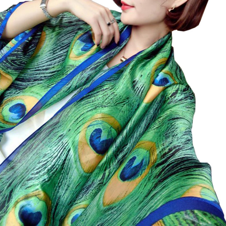 X&amp;F Women&#39;s Fashion Peacock Feather Prints Long Scarf Summer Wrap Shawls