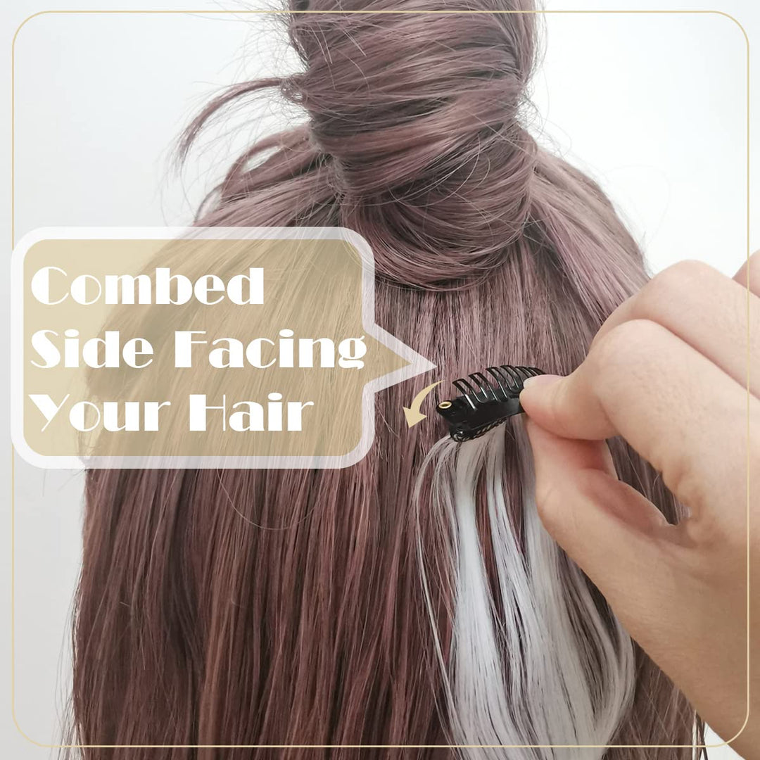 30 Pack Black Stainless Steel Wig Clips, 6-Teeth Snap Combs Clips With Rubber For Hair Extension