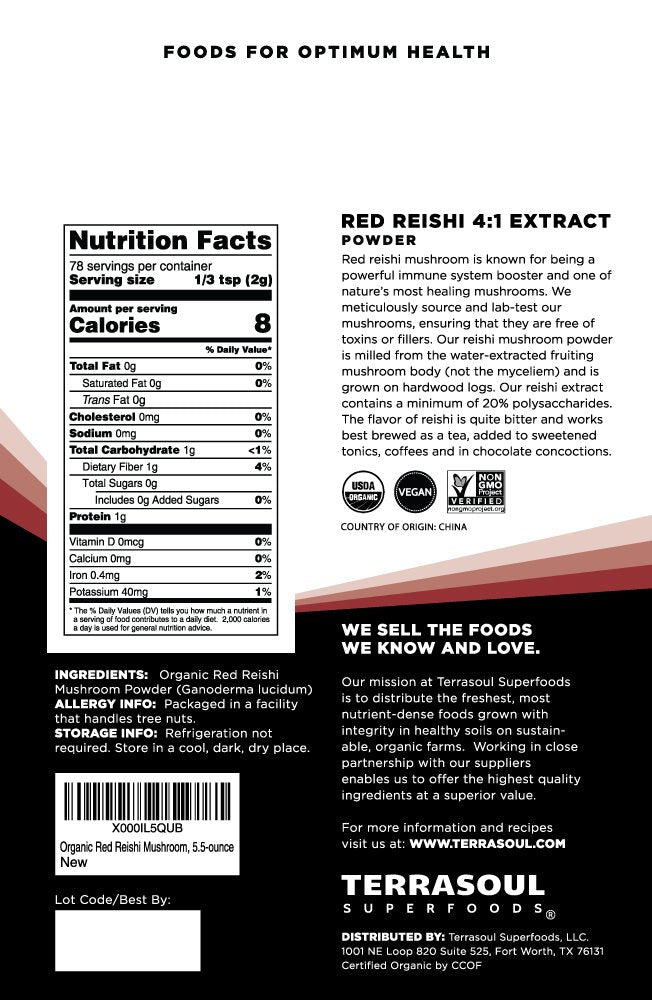 Terrasoul Superfoods Organic Reishi Mushroom Powder (4: