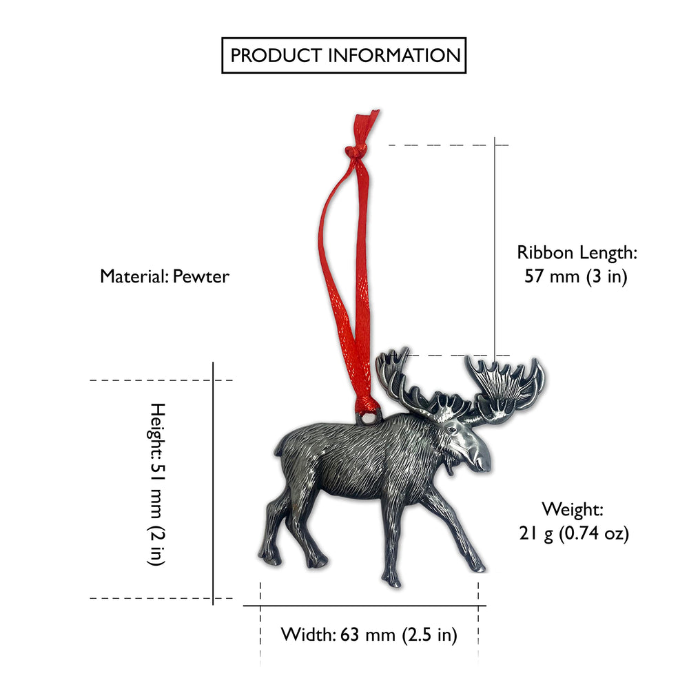 Moose Christmas Ornament Pewter Elk Deer Charm Travel S