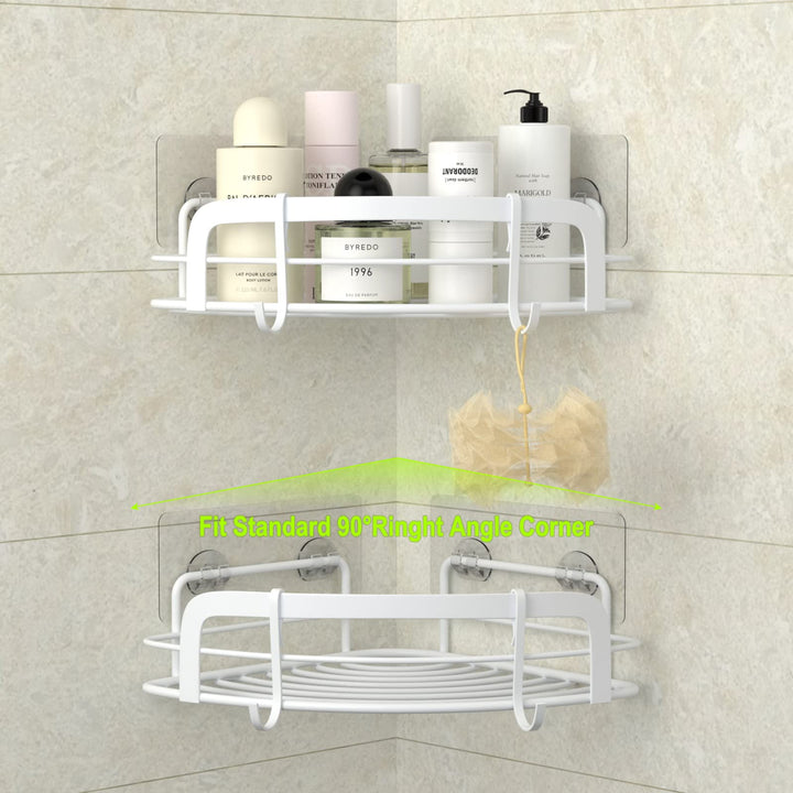 STEUGO 2-Pack Corner Shower with 4 Hooks Adhesive, Bath