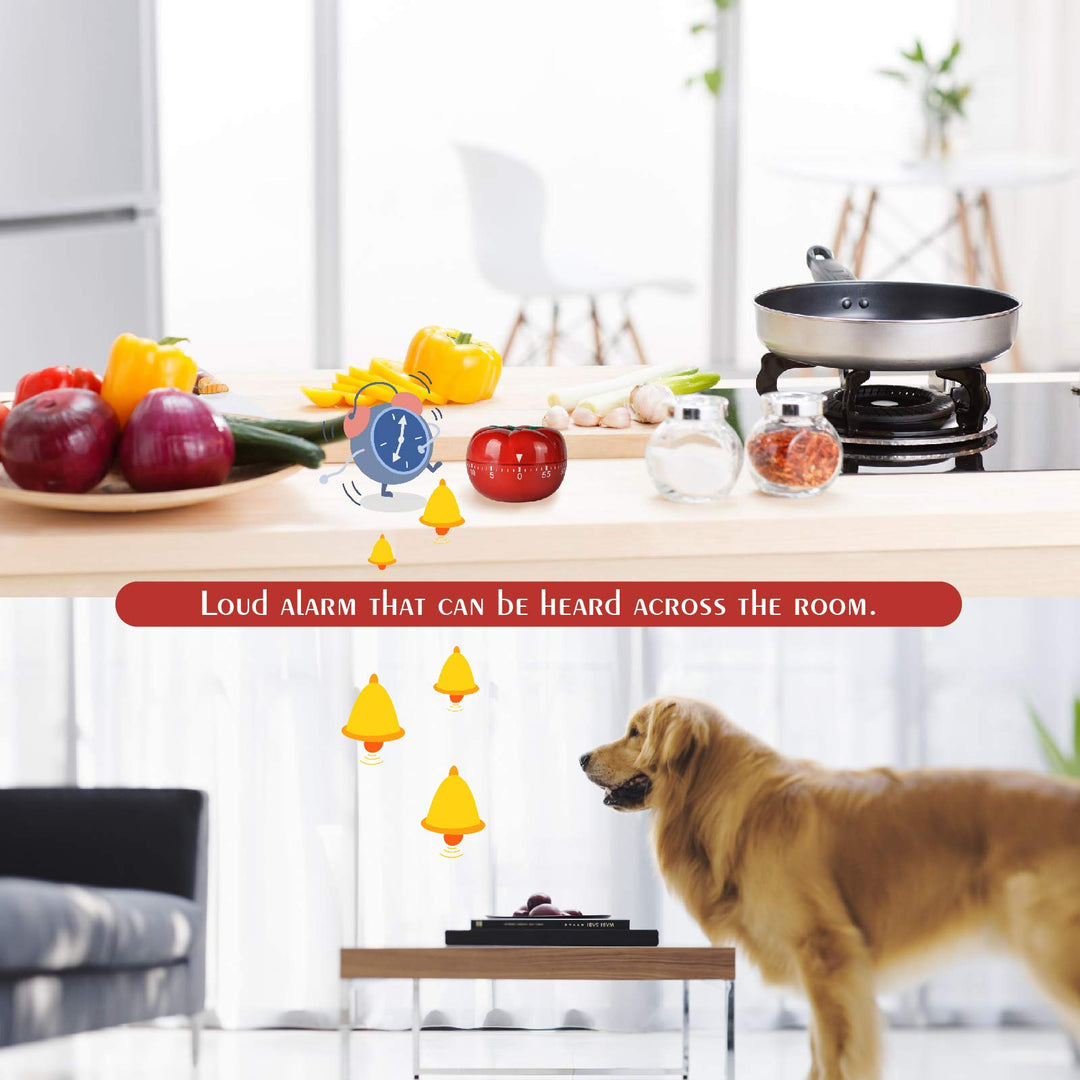JR-WG017 Kitchen Cooking Timer Tomato Cartoon Mechanical Countdown Hour Meter for Cooking Homework Baking Learning Body-Building