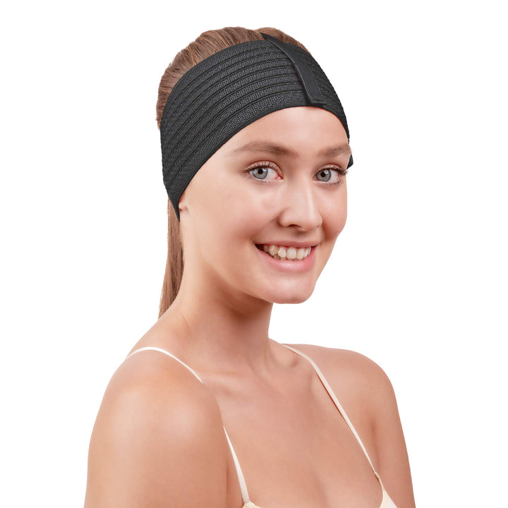 Post Surgical Chin Strap Bandage for Women - Neck and Chin Compression Garment Wrap - Face Slimmer, Jowl Tightening, Chin Lifting (Black) (Black)