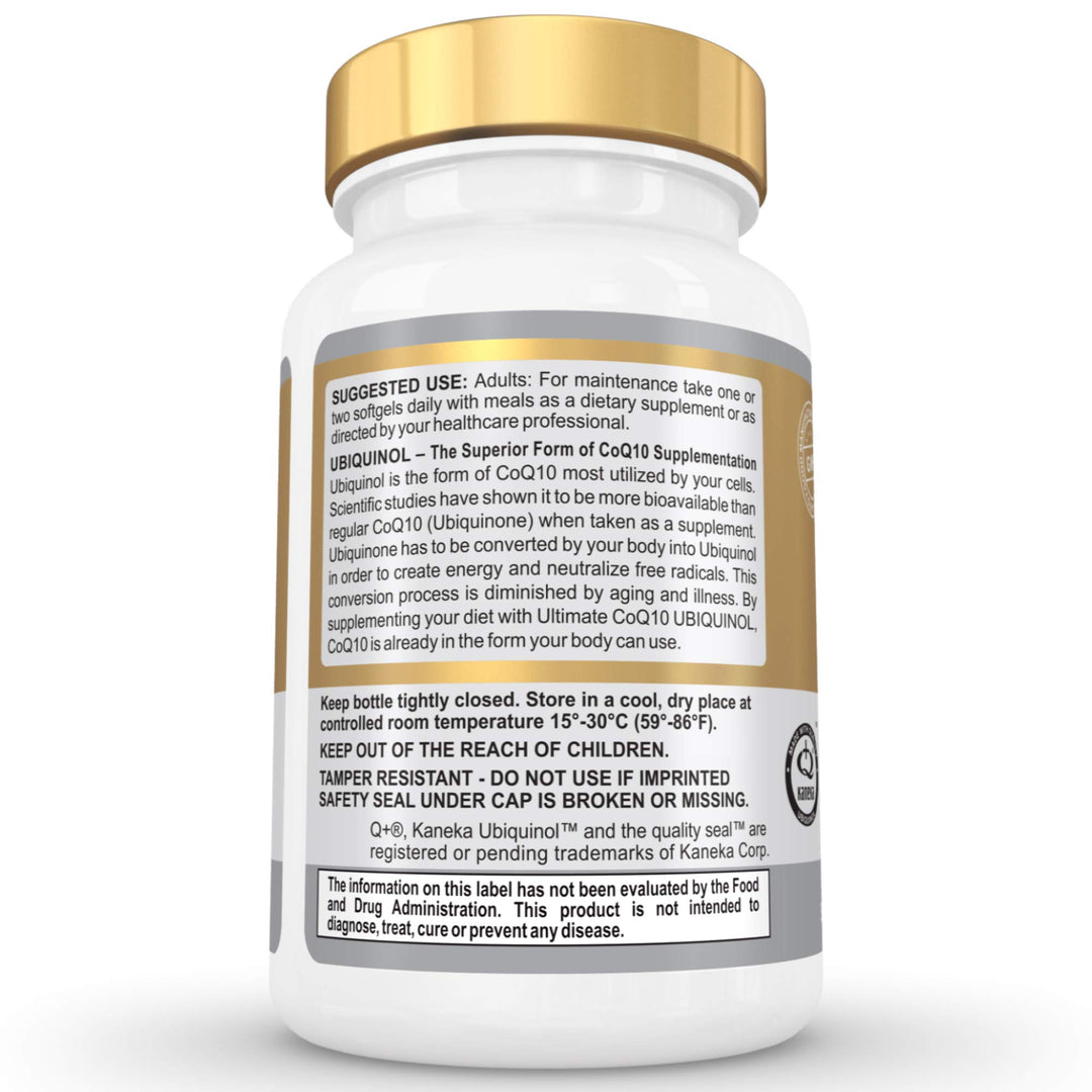 Ultimate CoQ10 UBIQUINOL 100mg - Over 4X More Effective: Maximum Absorption &amp; Potency - Non-GMO/Soy Free - Kaneka Ubiquinol - 60 Liquid Softgels