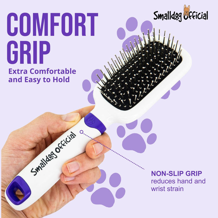 , Smooth It Out Brush for Smoothing Fur and Lifting Hair Debris on Small Dogs, and Toy Breed Dogs - Pain Free Grooming