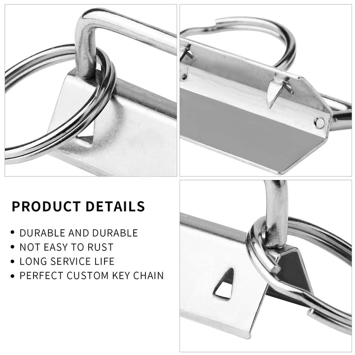 HRLORKC 50 Sets Key Fob Hardware Key Fob Keychain Wristlet with Split Ring 1 Inch