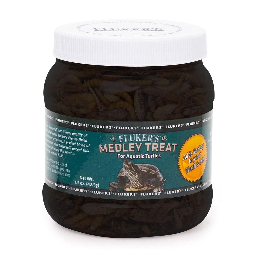 Fluker's Medley Treat for Aquatic Turtles, River Shrimp, Mealworms, and Crickets, 1.5 oz