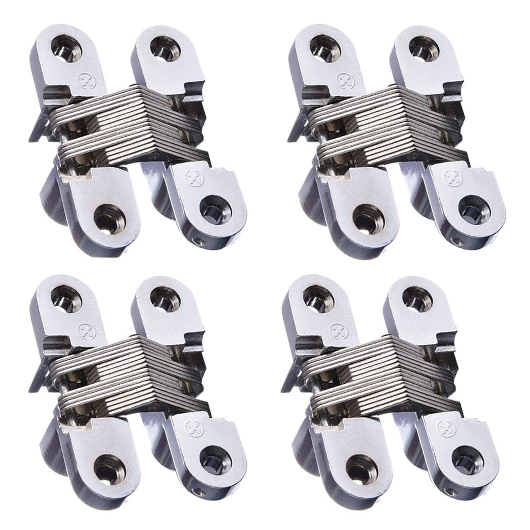 4 Pack Hidden Hinge Invisible Hinge for Cabinet Door, Zinc Alloy Hidden Door Hinge 180 Degree Swing Hinges for Wooden Box Front Door, 0.61&#39;&#39; Leaf Width, 2-3/8 Leaf Height