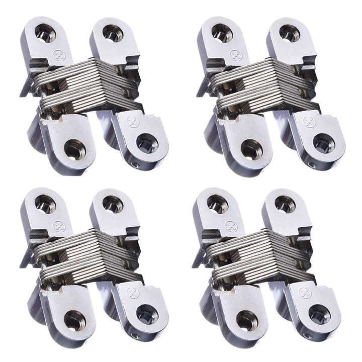 4 Pack Hidden Hinge Invisible Hinge for Cabinet Door, Zinc Alloy Hidden Door Hinge 180 Degree Swing Hinges for Wooden Box Front Door, 0.61&#39;&#39; Leaf Width, 2-3/8 Leaf Height