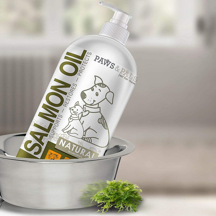 Wild Alaskan Salmon Oil for Dogs &amp; Cats - Skin &amp; Coat Omega 3 Fish Oil Liquid Food Supplement for Pets - Made in USA - Natural EPA + DHA Fatty Acids for Joint Function, Immune &amp; Heart Health Support