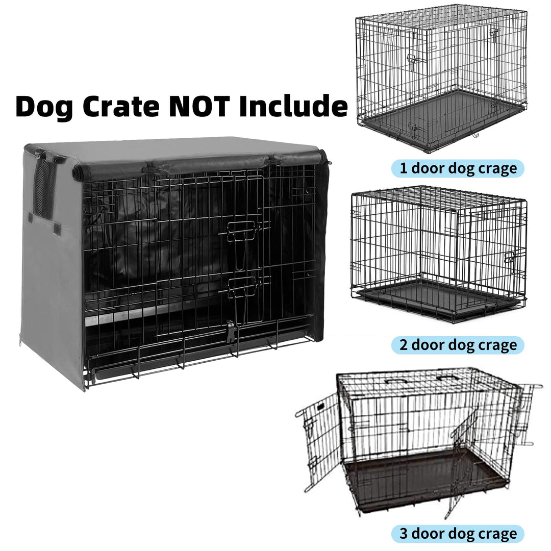42 Inch Dog Crate Cover Dog Kennel Cover, Large XL Dog Crate for Large Dogs Wire Dog Cage with1 2 3 Doors, Waterproof 600D Oxford Fabric Indoor/Outdoor Gray