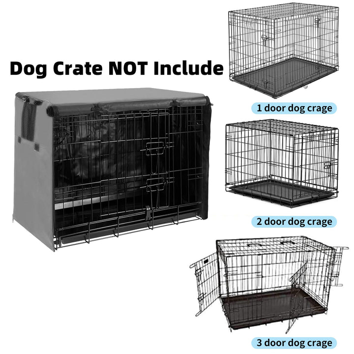 42 Inch Dog Crate Cover Dog Kennel Cover, Large XL Dog Crate for Large Dogs Wire Dog Cage with1 2 3 Doors, Waterproof 600D Oxford Fabric Indoor/Outdoor Gray