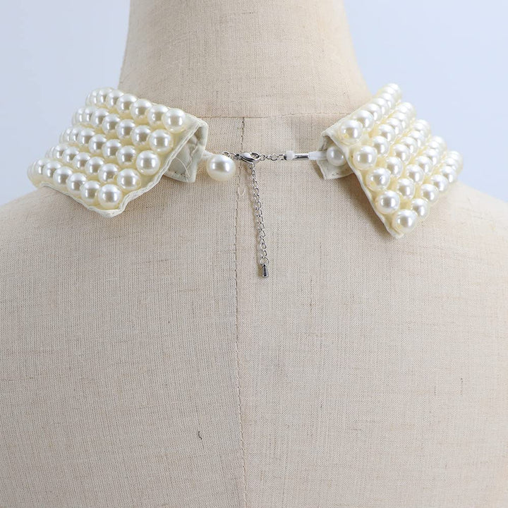 Zthread Vintage Beaded Collar Necklace Handmade Faux Pe