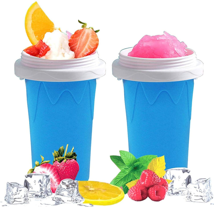 DIY New Magics Icee blue Cup, Travel Portable Double Layer for Ice Cream,Smoothie MilkShakes Summer Cooler Smoothie Silicon Cup Squeeze Pinch into Ice,all ages fun, Adult Tik Tok