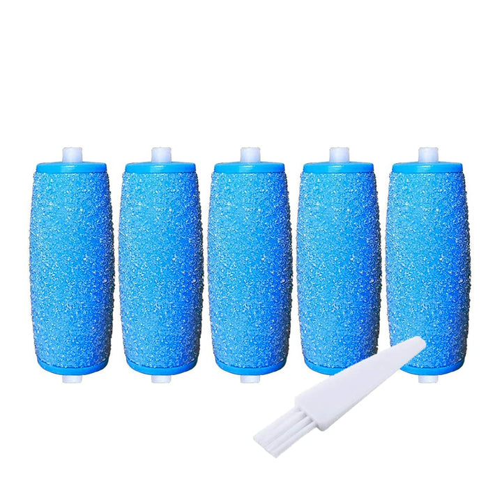 5 Pack Blue Extra Coarse Replacement Rollers Compatible with Amope Pedi Refills Wet Dry Electronic Perfect Foot File Pedi Refills Include a Clean Brush