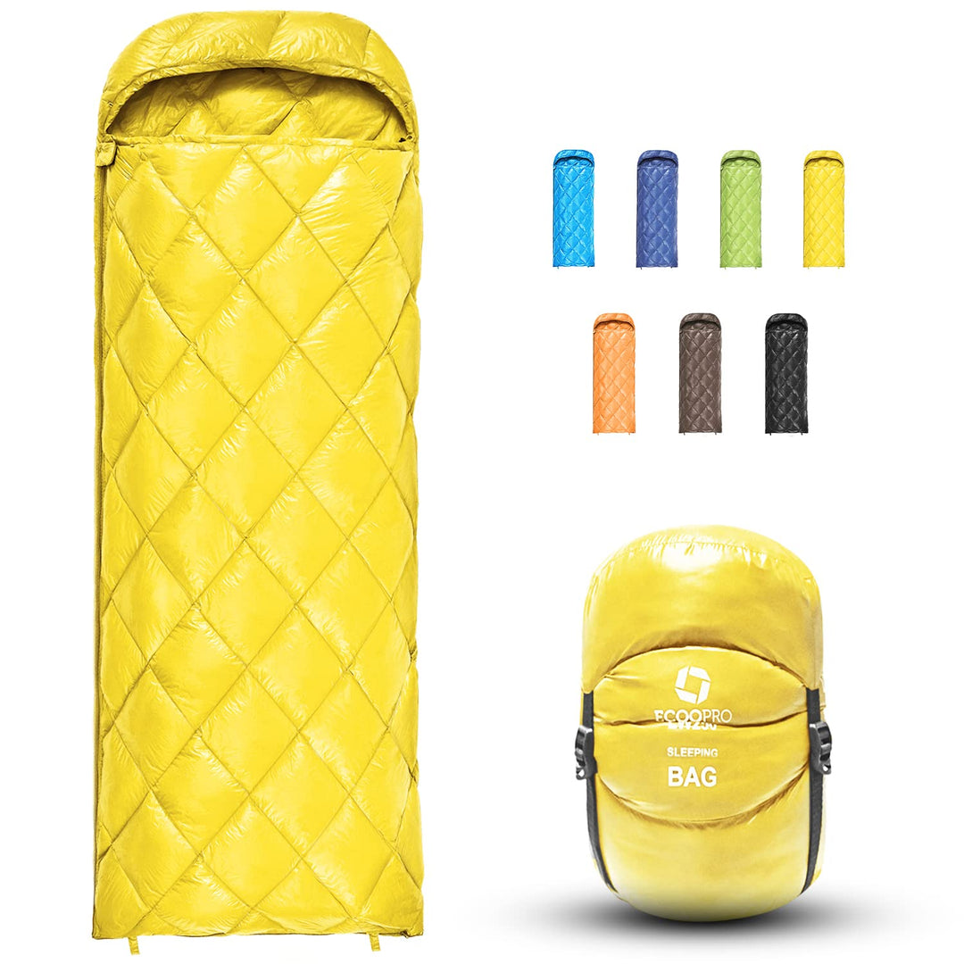 Down Sleeping Bag, 32 Degree F 800 Fill Power Cold Weather Sleeping Bag - Ultralight Compact Portable Waterproof Camping Sleeping Bag with Compression Sack for Adults, Teen, Kids