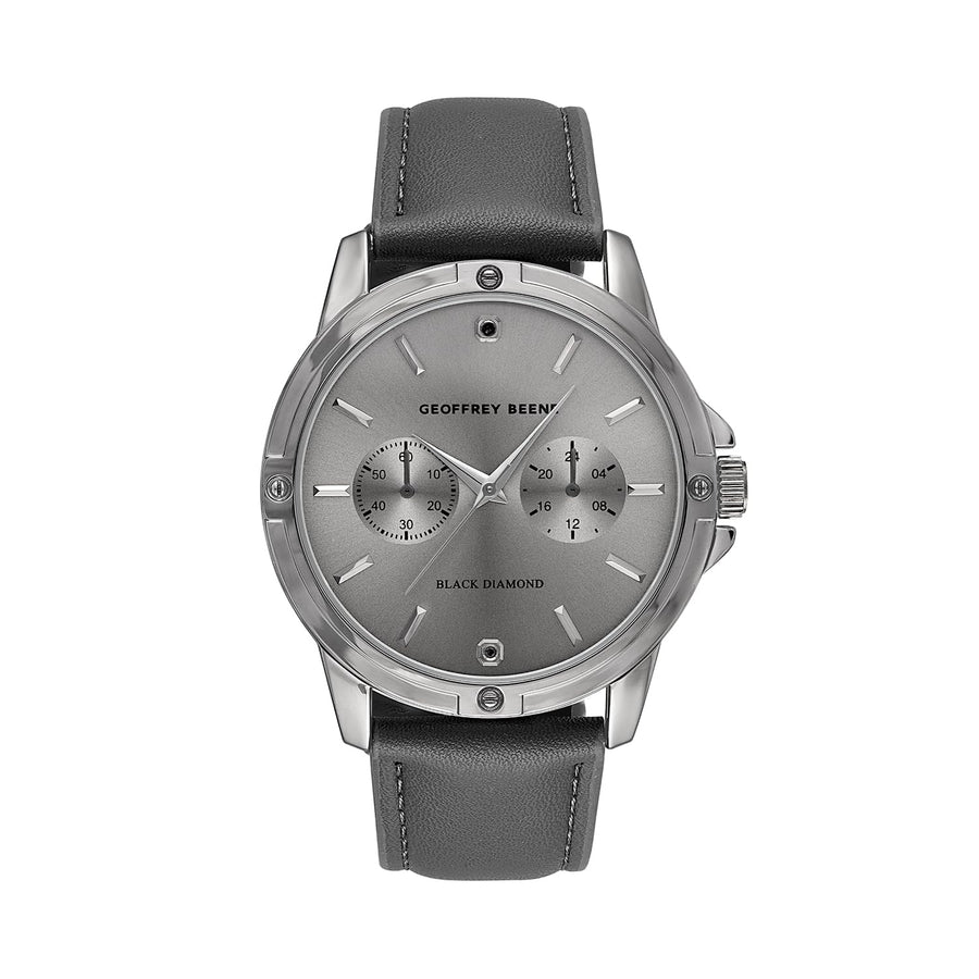 Geoffrey Beene Mens Watch Leather Band Quartz Movement 