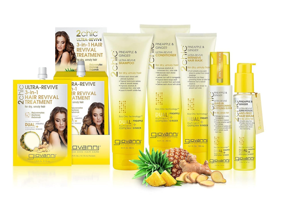 2chic Pineapple & Ginger Ultra-Revive Super Potion Anti-Frizz Hair Serum, 2.75 Ounce