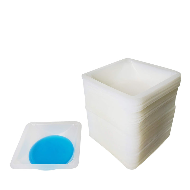 Medium 3.5 Square Polystyrene Weigh Boats, Weighing Dishes, Weighing Boats with Easy-Pour Spout, Anti-Static Disposable Tray, 100ml (120 pcs)