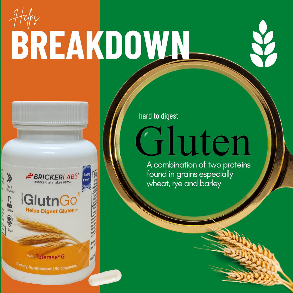 GlutnGo with Tolerase G 100mg Digestion Supplement for Gluten Intolerance, Clinically Proven to Help Digest Gluten, Fast, Effective and Safe Digestive Aid, 90 Capsules