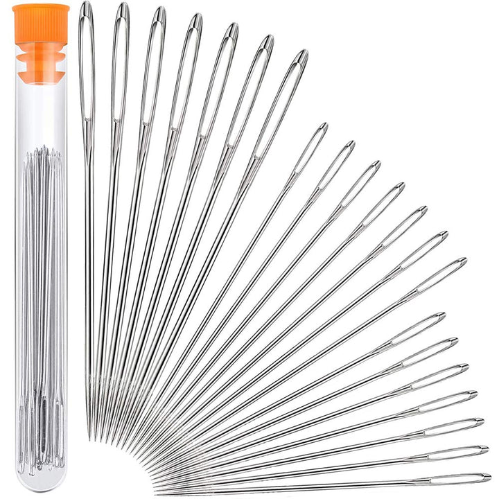 Large Eye Sewing Needles, Sewing Needles, Stainless Steel Embroidery Thread Needle, Handmade Yarn Knitting Needles Leather Needle (21 Pieces)