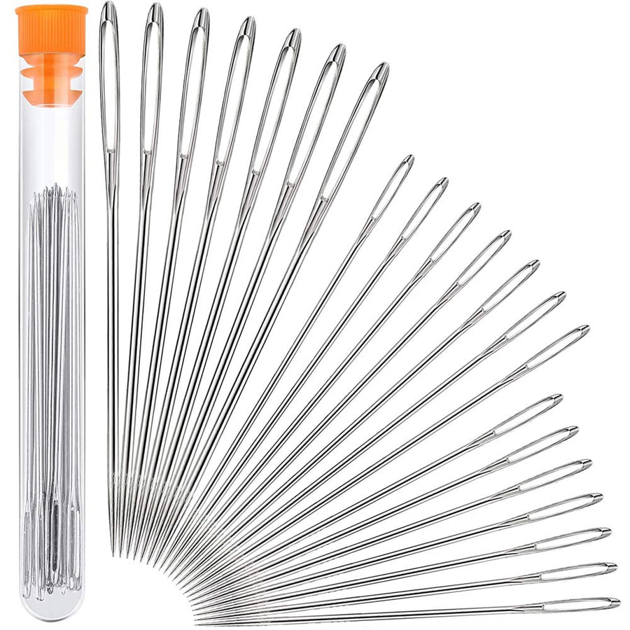 Large Eye Sewing Needles, Sewing Needles, Stainless Steel Embroidery Thread Needle, Handmade Yarn Knitting Needles Leather Needle (21 Pieces)