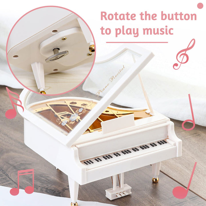 Piano Music Box, Wind Up Musical Boxes, Classical Music Box for Girls Birthday Gift or Desk Decoration Ornament