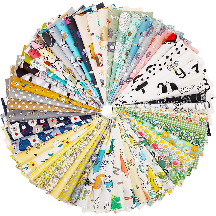 56pcs Cotton 9.8” x 9.8”(25cm x 25cm) Quilting Fabric Bundles, Pre-Cut Squares Sheets for Patchwork Sewing Quilting Crafting, No Repeat Patterns.