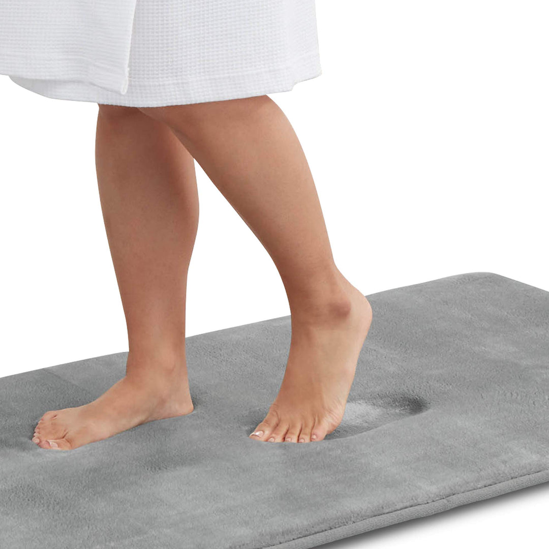 Bath Mats, Non Slip - Grey 17 x 24 Memory Foam Bathroom Rugs - Quick Dry