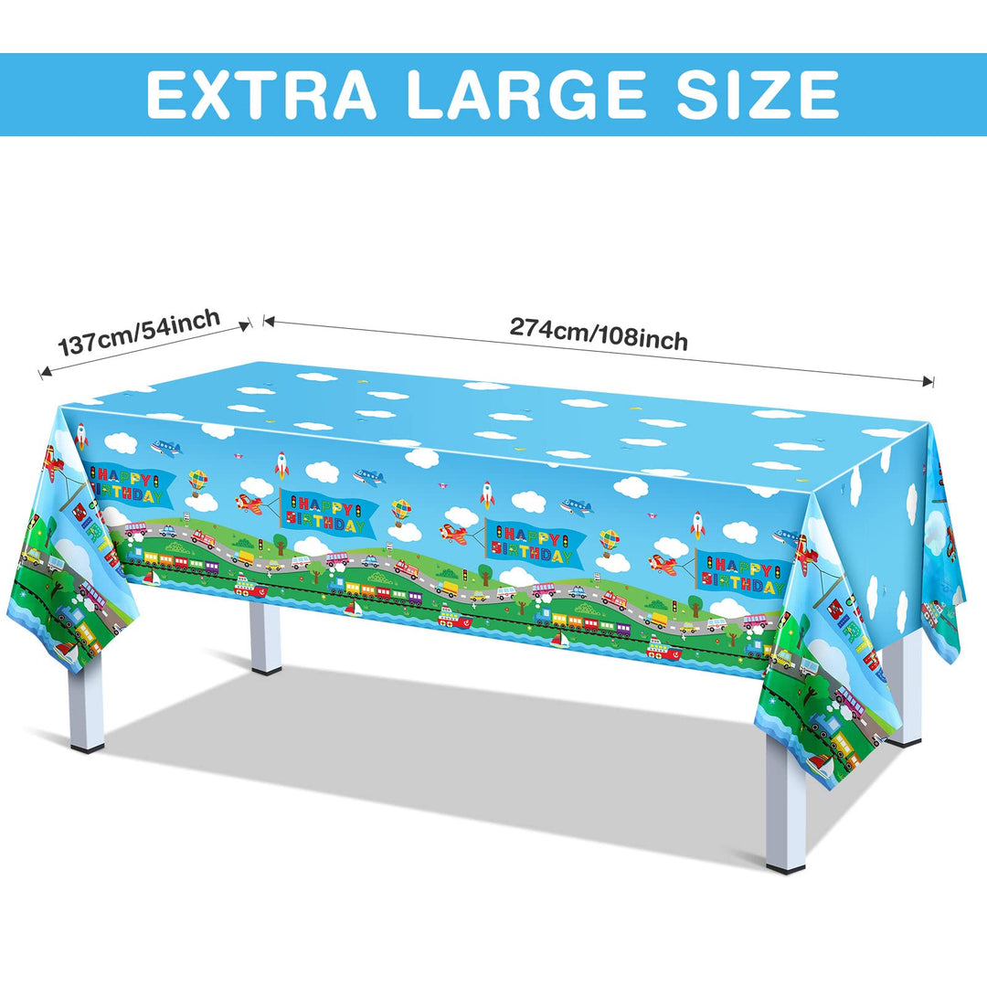 3 Pack Transportation Birthday Party Supplies Transportation Table Covers Cars Tablecloth Vehicle Transportation Birthday Decorations for Kids Birthday Baby Shower Party, 54 x 108 Inch