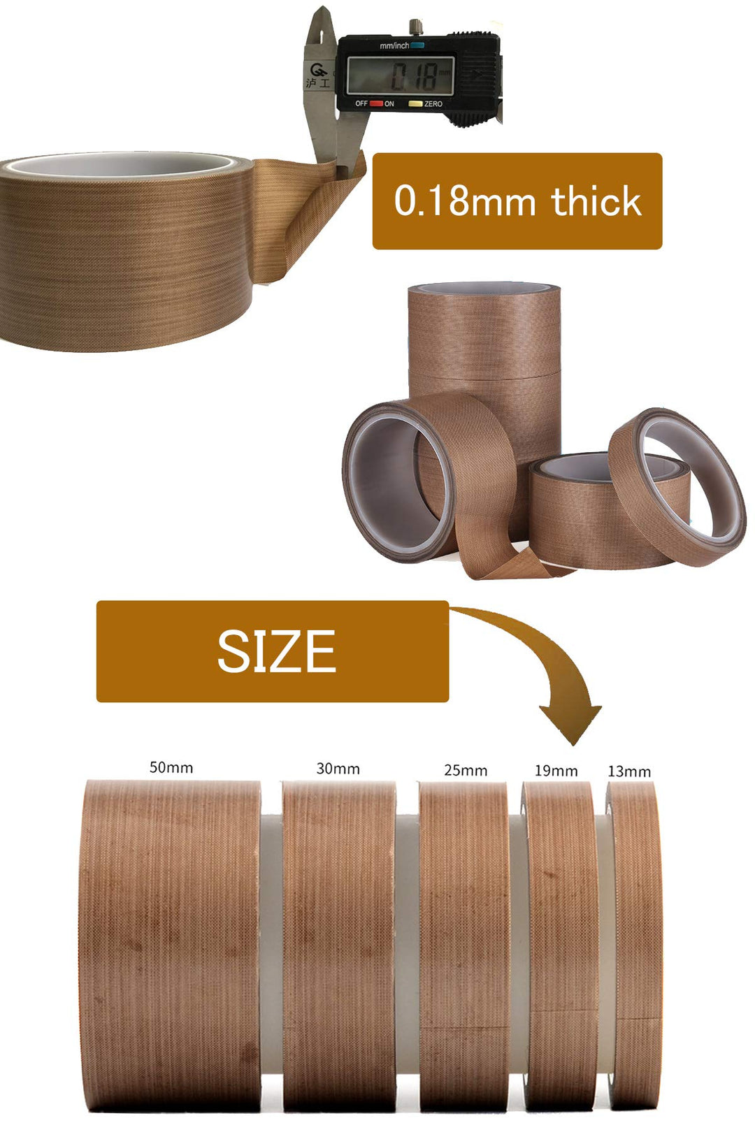 PTFE Coated Fiberglass Telfon Tape, 1.18 x 33 Feet,high Temperature Tape,Welding Sealing Tape,Drying Mechanical Conveyor Belt, Teflon Tape for Vacuum Sealer Machine