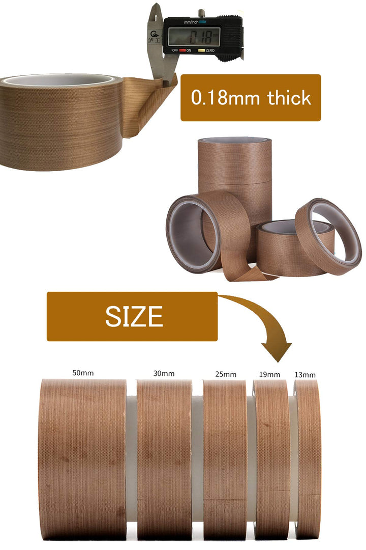 PTFE Coated Fiberglass Telfon Tape, 1.18 x 33 Feet,high Temperature Tape,Welding Sealing Tape,Drying Mechanical Conveyor Belt, Teflon Tape for Vacuum Sealer Machine