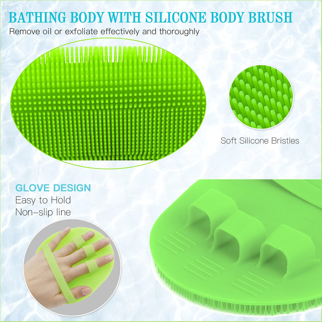 Silicone Body Scrubber Gentle Exfoliating Glove Shower Brush Soft Bristles - Improves Skin&#39;s Health and Beauty (Pack of 2)