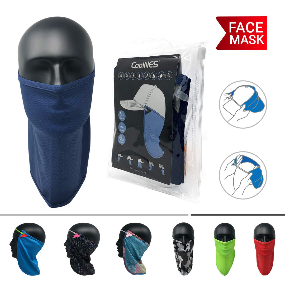 - UV Sun Protection Neck Drape Adjustable Multifunctional 2 in 1 Face Covering for Outdoor Fishing - Unisex Navy