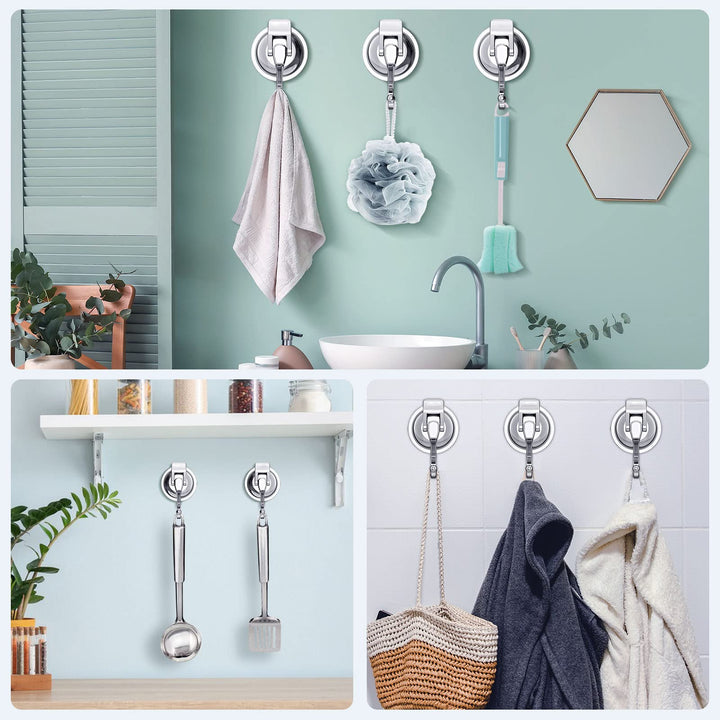 Heavy Duty Vacuum Suction Cup Hooks (2Pack) Specialized for Kitchen&amp;Bathroom&amp;Restroom Organization,