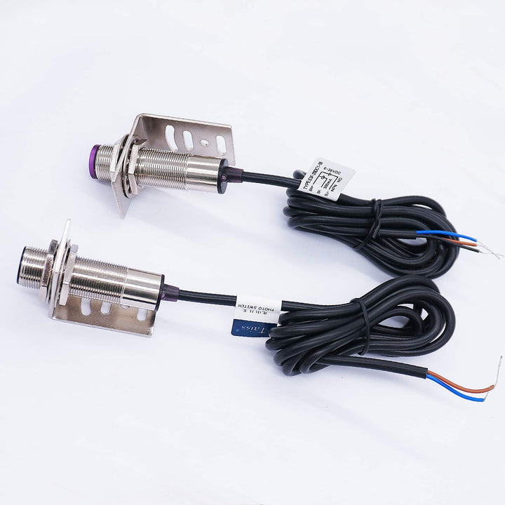 /1 Pair 0-20M Indoor Wall Mounted Photoelectric Beam Sensor NPN NO 18mm Photoelectric Sensor Switch Proximity Switch 2m line Length with Infrared Ray Beam E3F-20DNL-18