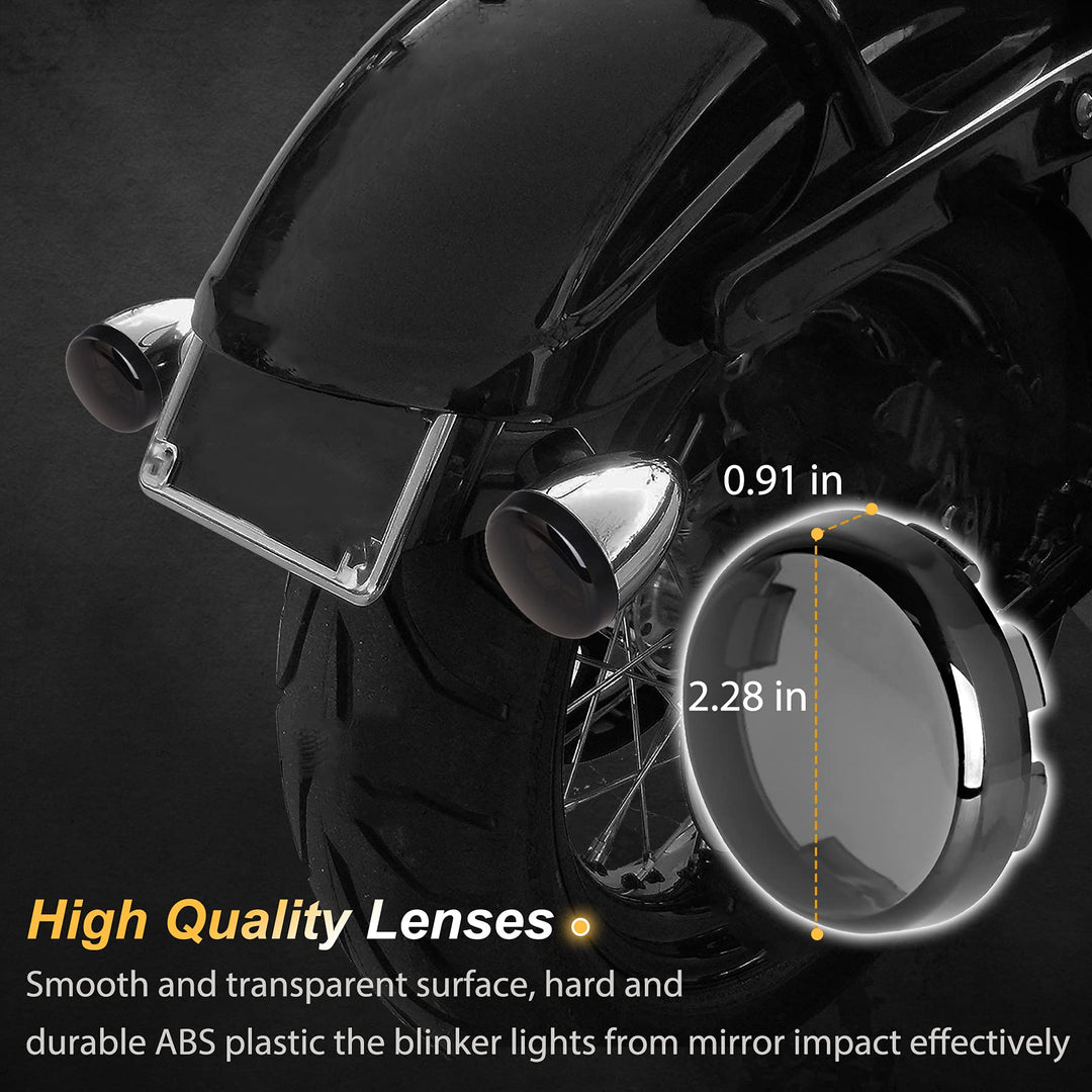 Smoke Bullet Turn Signal Light Lens Cover Compatible with Harley Sportster Street Glide Road King Softail, Qty 4