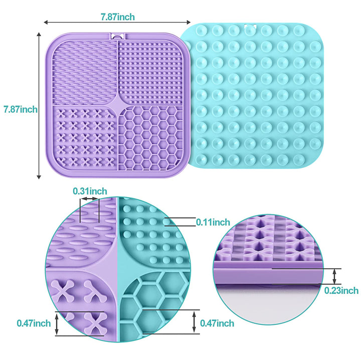 Lick Mat for Dogs &amp; Cats 2 Pack with Suction Cups, Dog Lick Mat for Anxiety Relief, Dog Toys to Keep Them Busy, Peanut Butter Licking Pad for Boredom Reducer, Perfect for Bathing Grooming