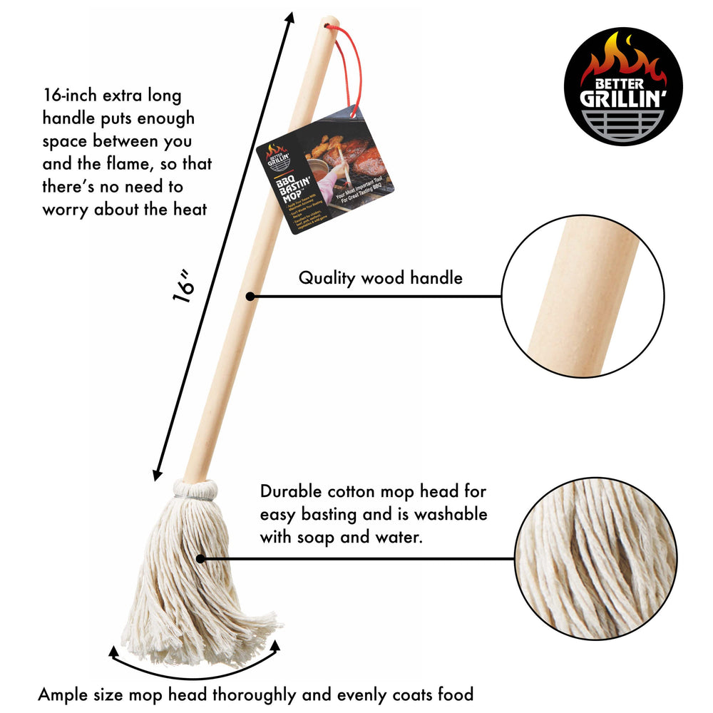 Better Grillin BBQ Bastin Mop Basting Barbecue Brush/Mo