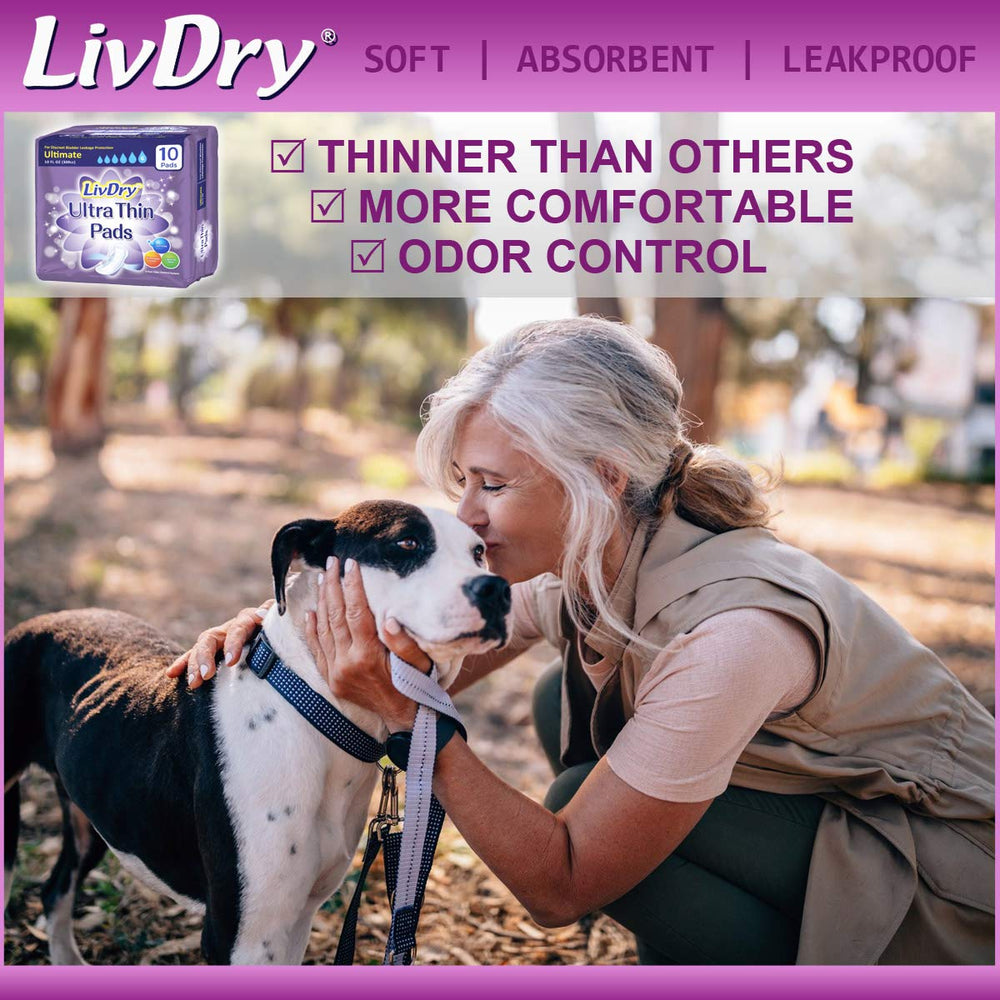 LivDry Incontinence Ultra Thin Pads for Women | Leak Pr